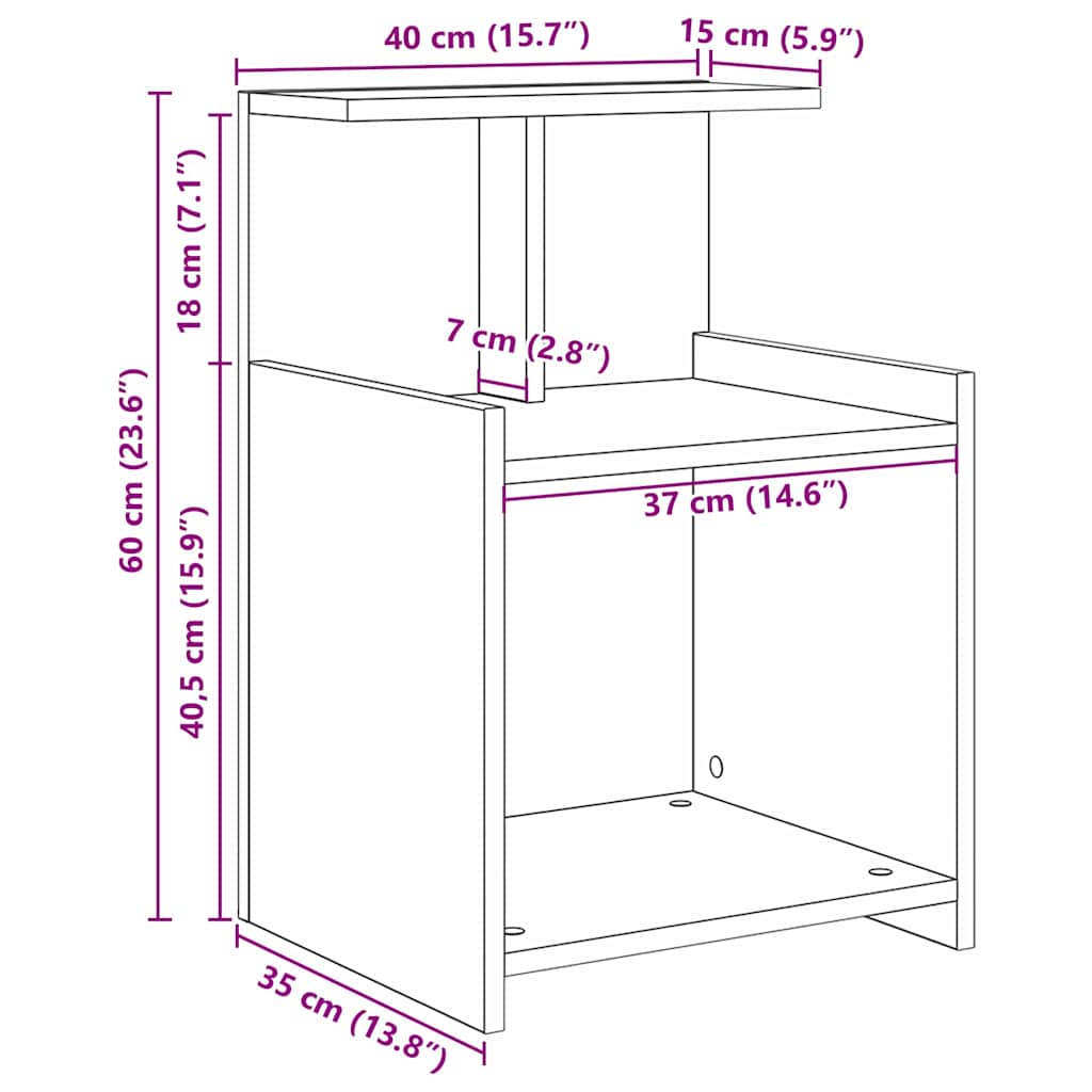 vidaXL Κομοδίνο 2 pcs Artisan Oak 40 x 35 x 60 εκ. Επεξεργασμένο ξύλο