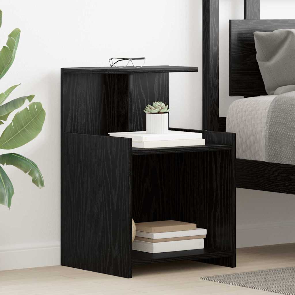 vidaXL Κομοδίνο 2 pcs Μαύρη Οξυά 40 x 35 x 60 εκ. Επεξεργασμένο ξύλο