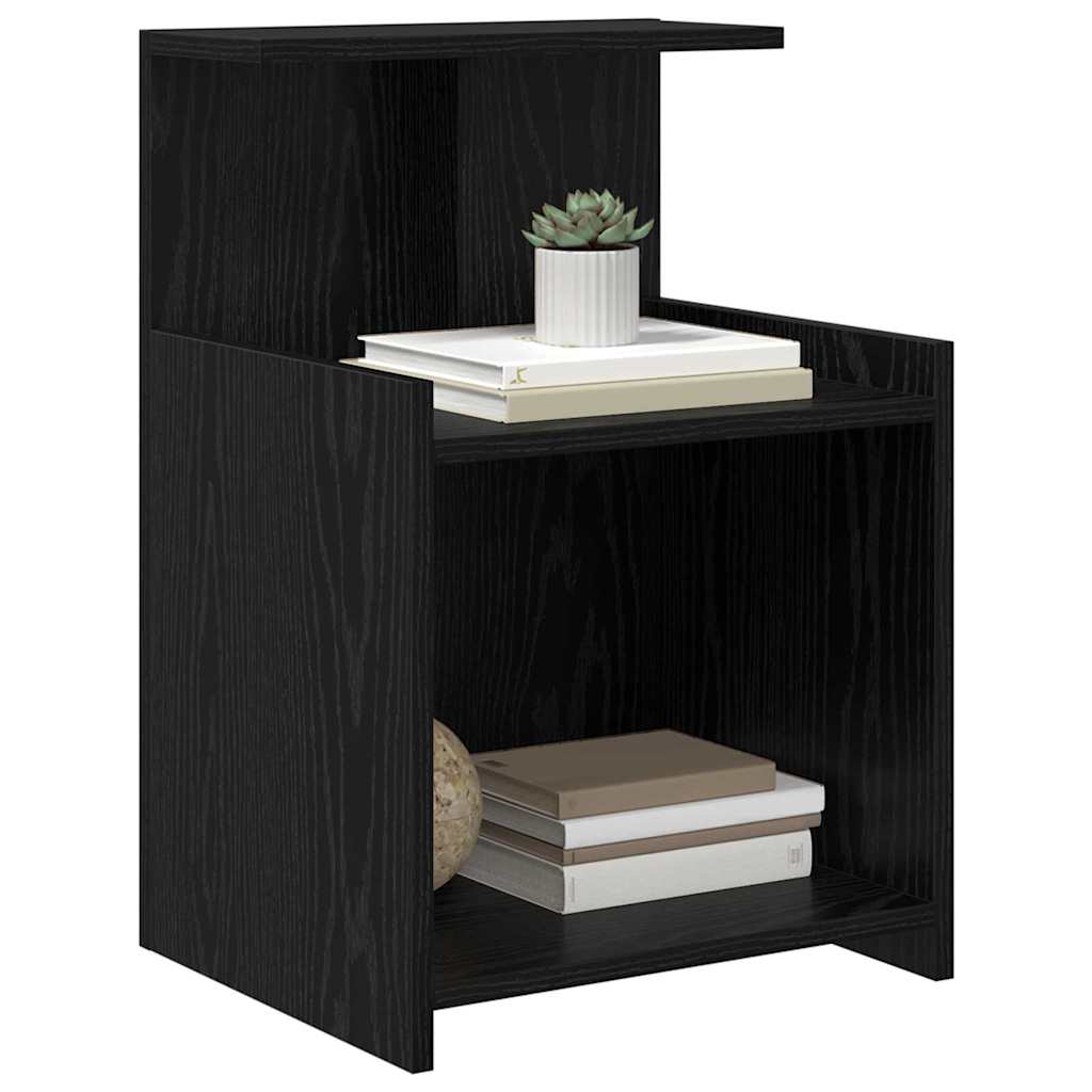 vidaXL Κομοδίνο 2 pcs Μαύρη Οξυά 40 x 35 x 60 εκ. Επεξεργασμένο ξύλο