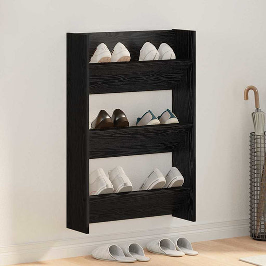 vidaXL Ντουλάπα παπουτσιών τοίχου Άλλο Μαύρη δρυς Επεξεργασμένο ξύλο