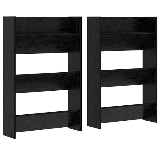vidaXL Ντουλάπα Παπουτσιών με ράφι 2 pcs Μαύρη Οξυά 60 x 18 x 90 εκ