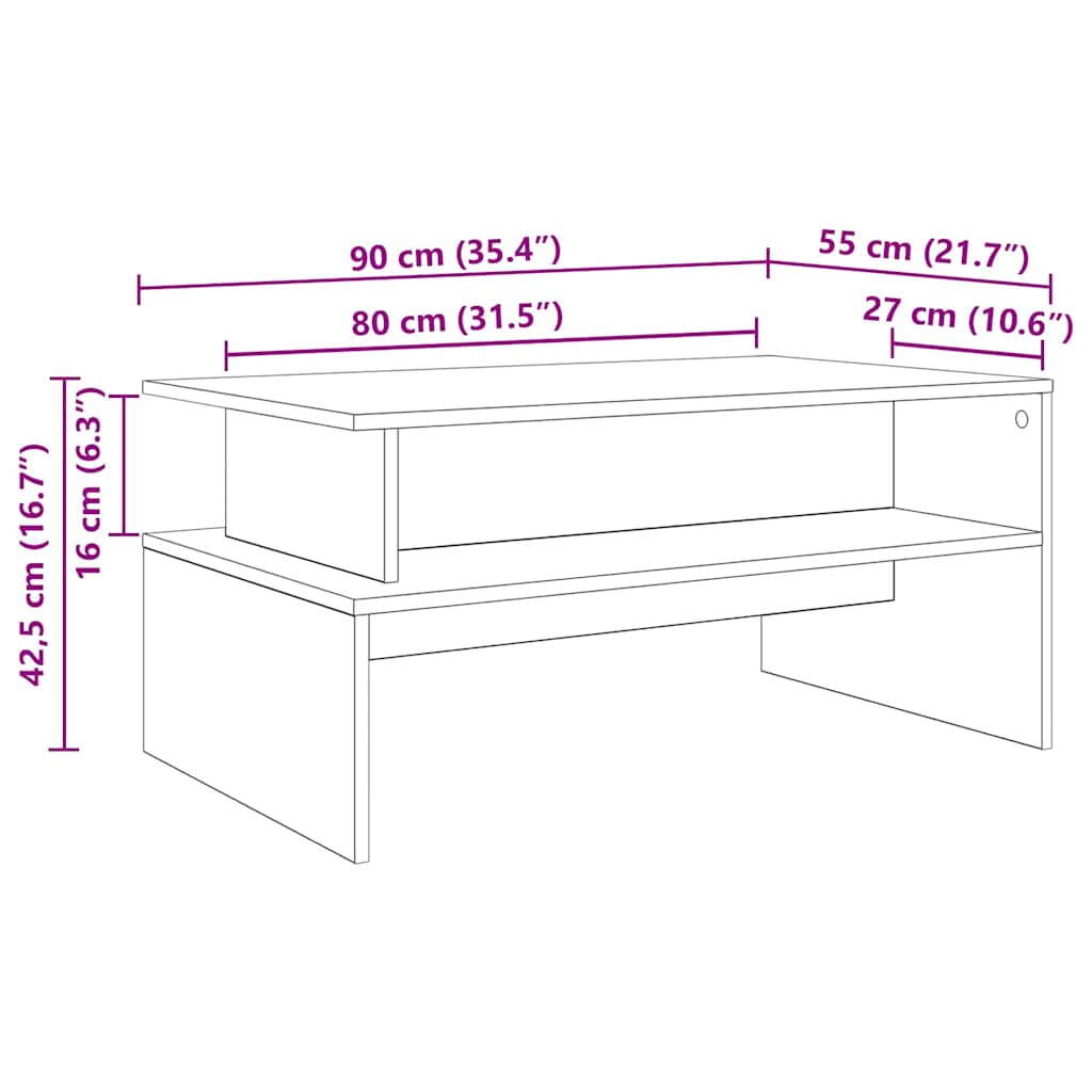 vidaXL Τραπεζάκι σαλονιού Μαύρη δρυς 90 x 55 x 42.5 εκ