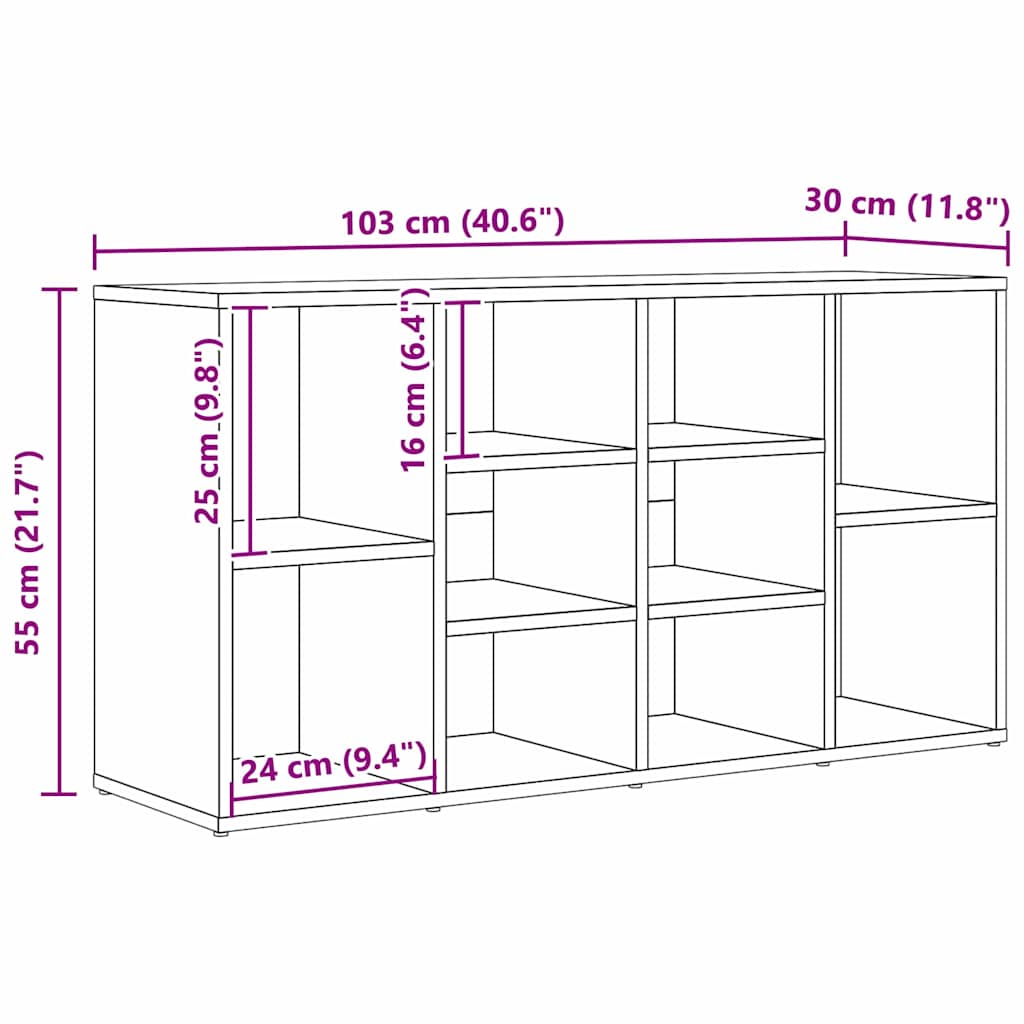 vidaXL Πάγκος για παπούτσια με ράφι Μαύρη Οξυά 103 x 30 x 54,5 εκ