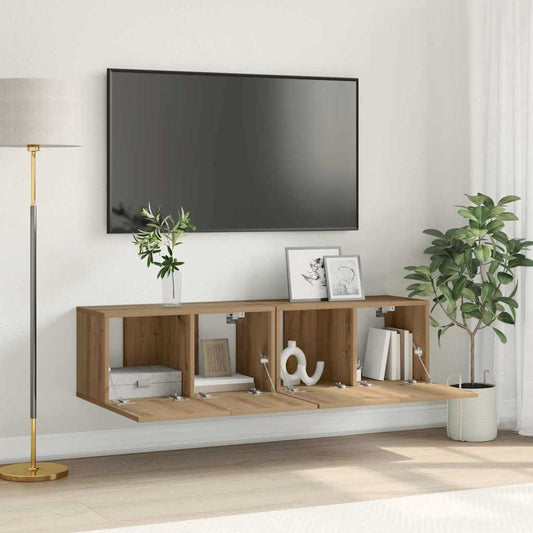 vidaXL Σετ επίπλου τηλεόρασης Επιτοίχιο 2 pcs Καφέ 60 x 30 x 30 cm