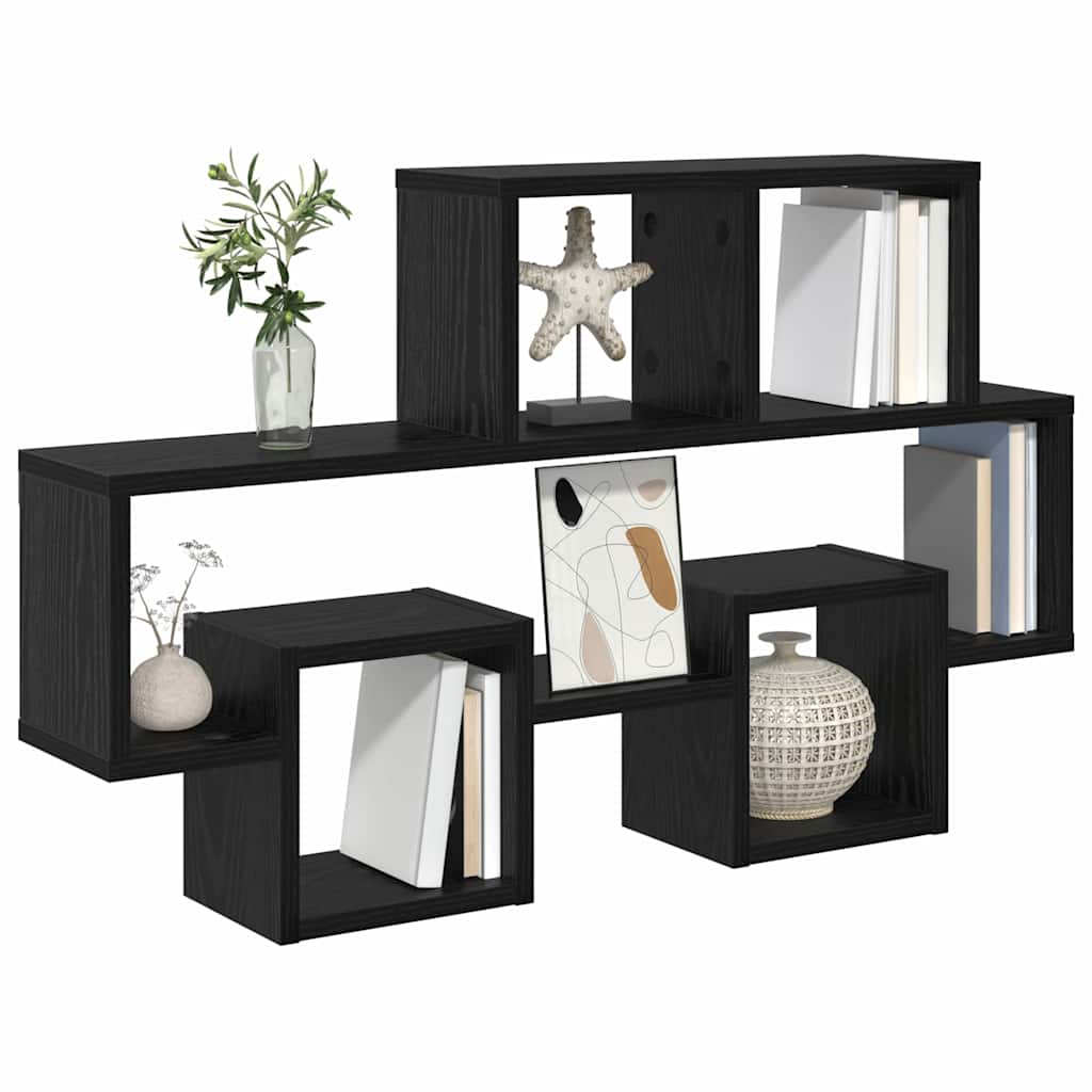 vidaXL Ράφι Τοίχου Μαύρη δρυς 82 x 15 x 51 εκ Επεξεργασμένο ξύλο