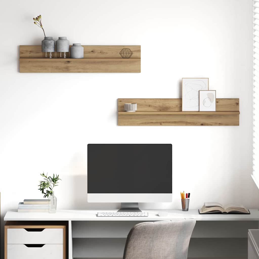 vidaXL Ράφι Τοίχου με ράφι 2 pcs Artisan Oak 80 x 11,5 x 18 εκ
