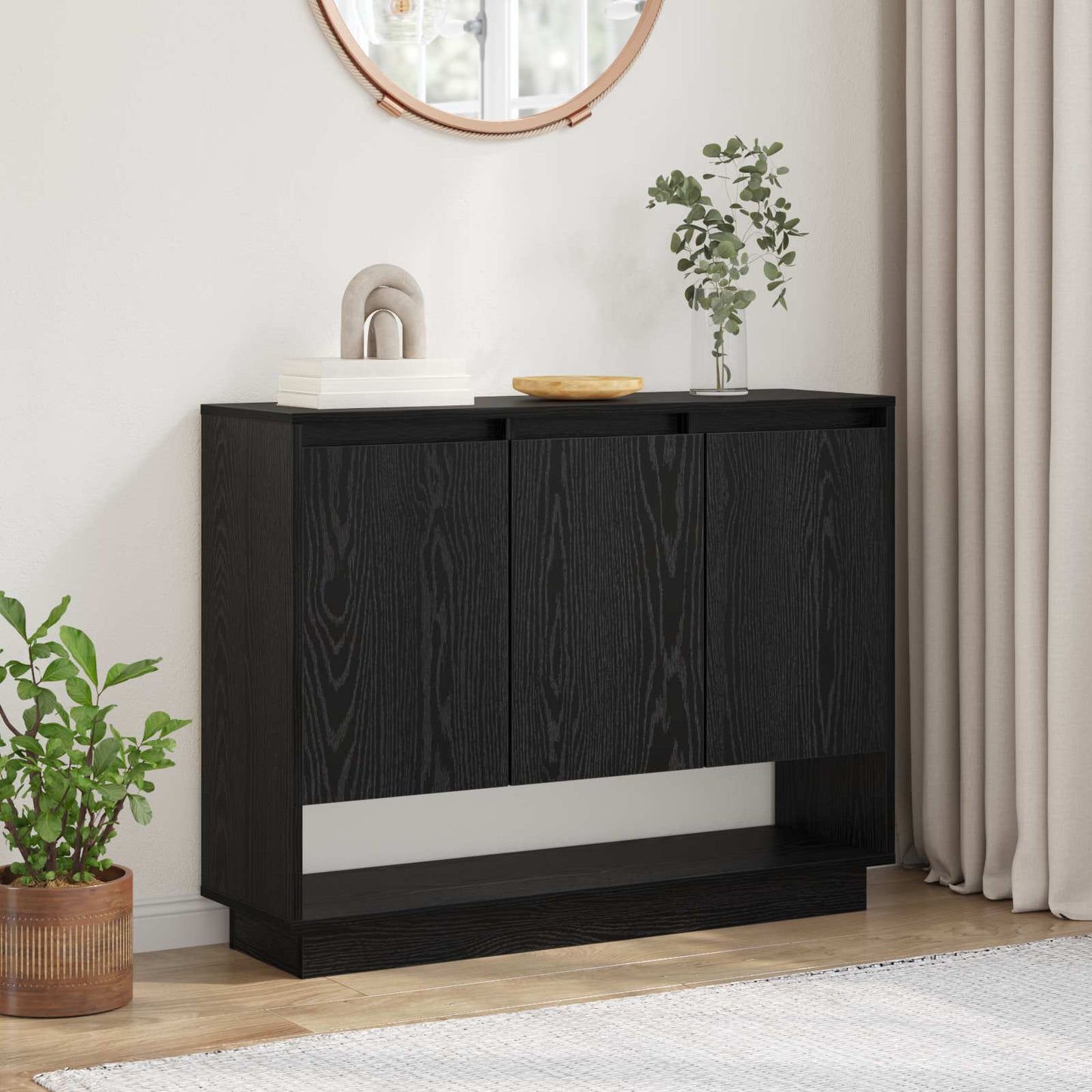 vidaXL Πλαϊνό γραφείο Μαύρη Οξυά 97 x 29 x 75 εκ. Επεξεργασμένο ξύλο