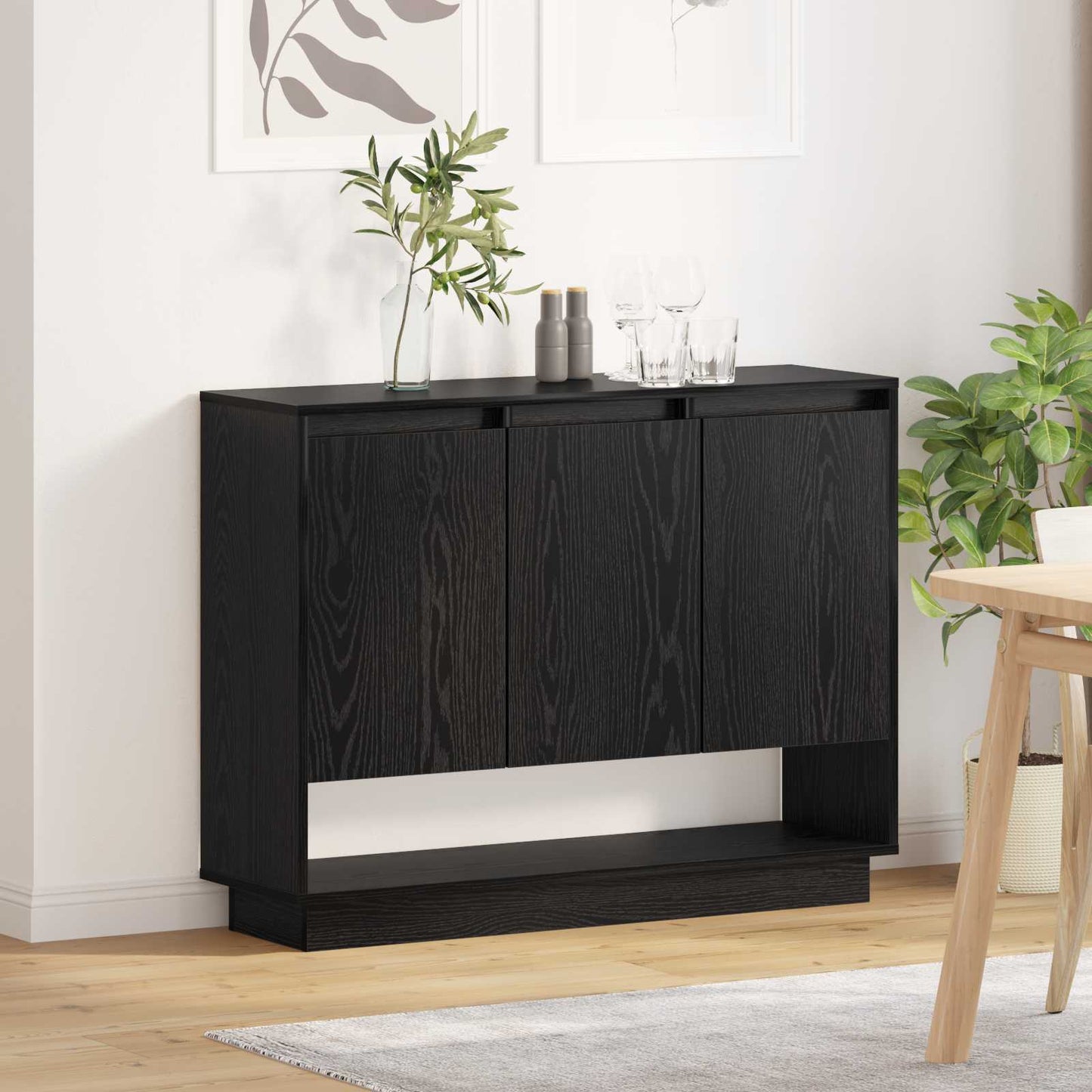vidaXL Πλαϊνό γραφείο Μαύρη Οξυά 97 x 29 x 75 εκ. Επεξεργασμένο ξύλο