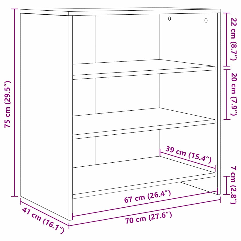 vidaXL Πλαϊνό γραφείο Μαύρο 70 x 41 x 75 εκ. Επεξεργασμένο ξύλο