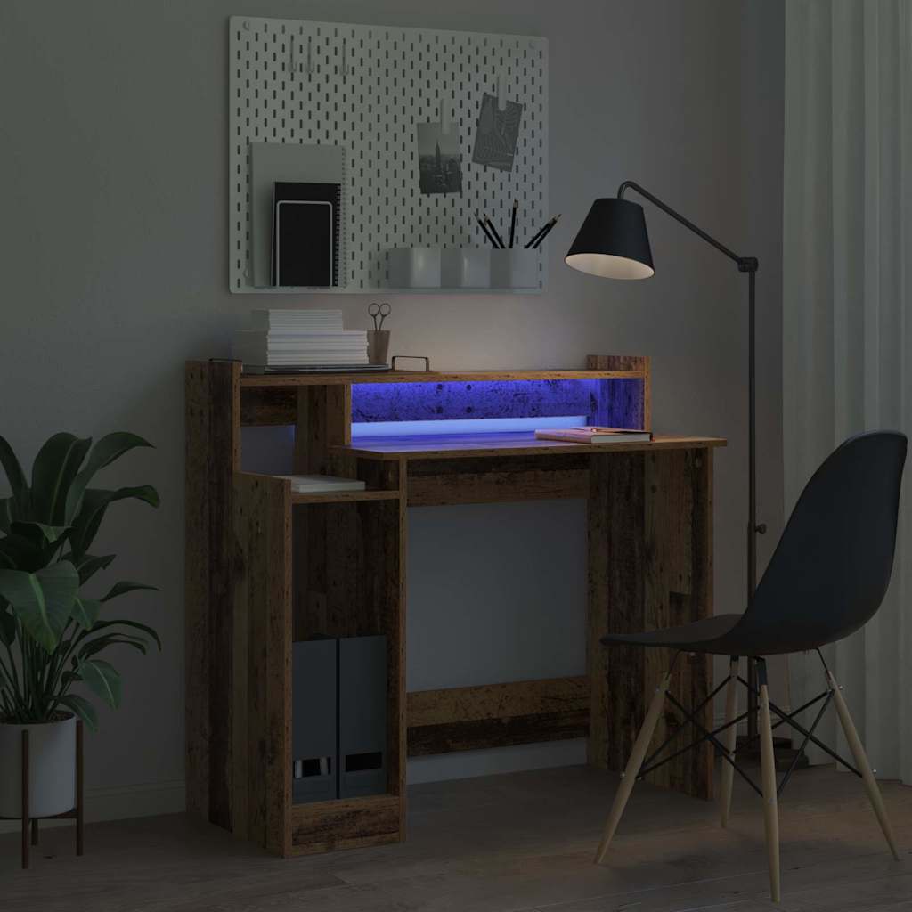 vidaXL Γραφείο με ράφι Παλαιό ξύλο 97 x 45 x 90 εκ. Επεξεργασμένο ξύλο