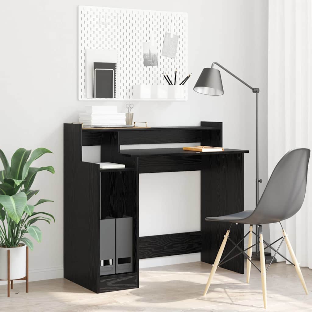 vidaXL Γραφείο με ράφι Μαύρη δρυς 97 x 45 x 90 εκ. Επεξεργασμένο ξύλο