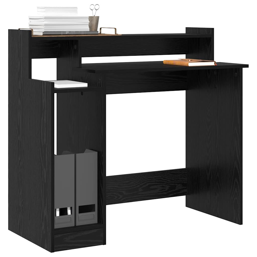 vidaXL Γραφείο με ράφι Μαύρη δρυς 97 x 45 x 90 εκ. Επεξεργασμένο ξύλο