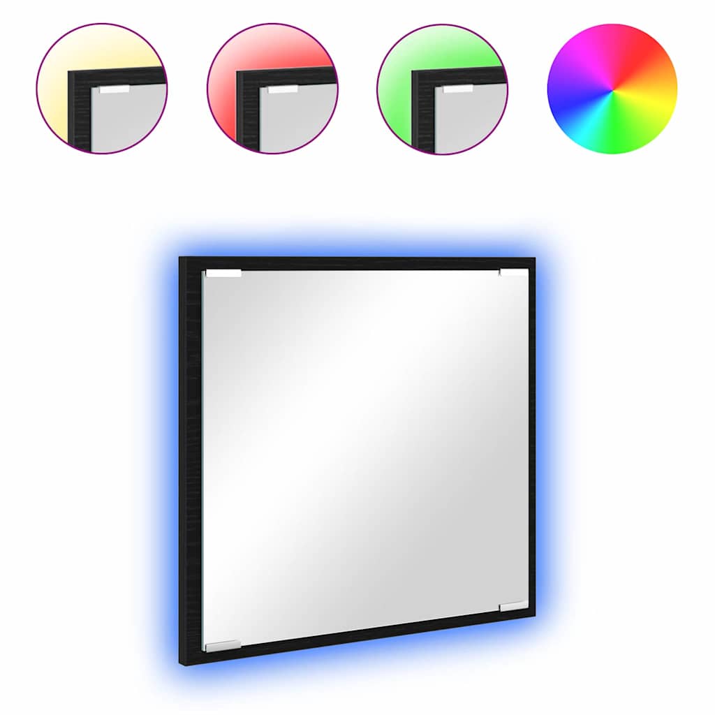 vidaXL Καθρέφτης μπάνιου LED Επιτοίχιο Μαύρη δρυς 40 x 8.5 x 37 εκ.