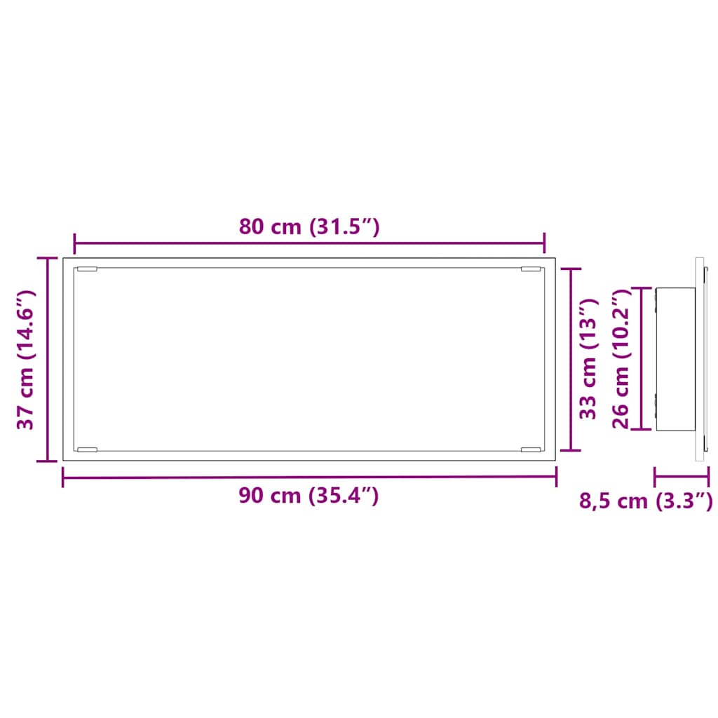 vidaXL Καθρέφτης Παλαιό ξύλο 90 x 8.5 x 37 εκ Επεξεργασμένο ξύλο