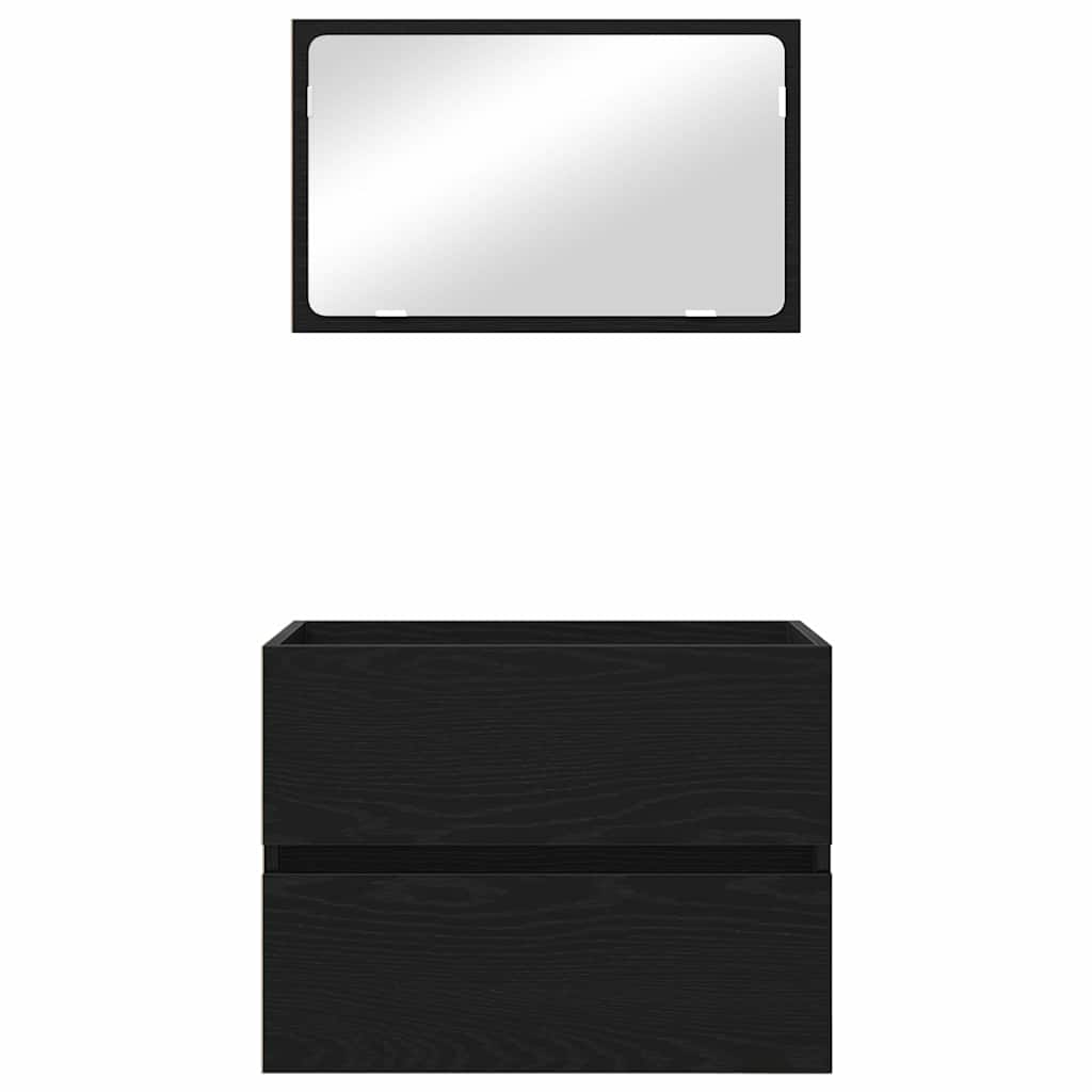 vidaXL Σετ Επίπλων Μπάνιου με συρτάρι 2 pcs Μαύρη Οξυά 57 x 37 x 45 εκ
