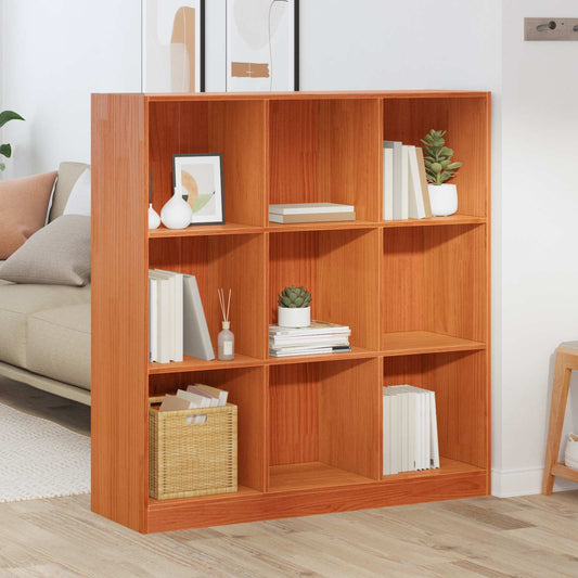 vidaXL Βιβλιοθήκη Κερωτό καφέ 104 x 33 x 110 εκ. Στερεά ξυλεία πεύκου