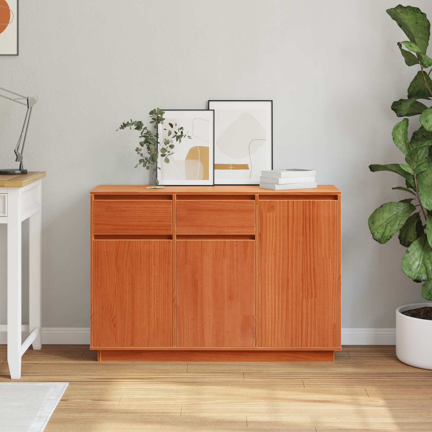 vidaXL Πλαϊνό γραφείο με συρτάρι Κερωτό καφέ 110 x 34 x 75 εκ