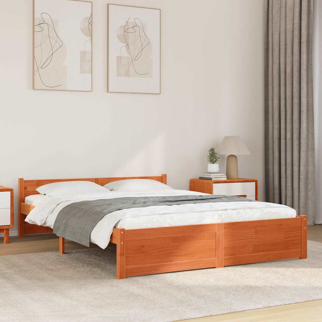 vidaXL Σκελετός Κρεβατιού Κερωτό καφέ 195,5 x 145,5 x 51 εκ.