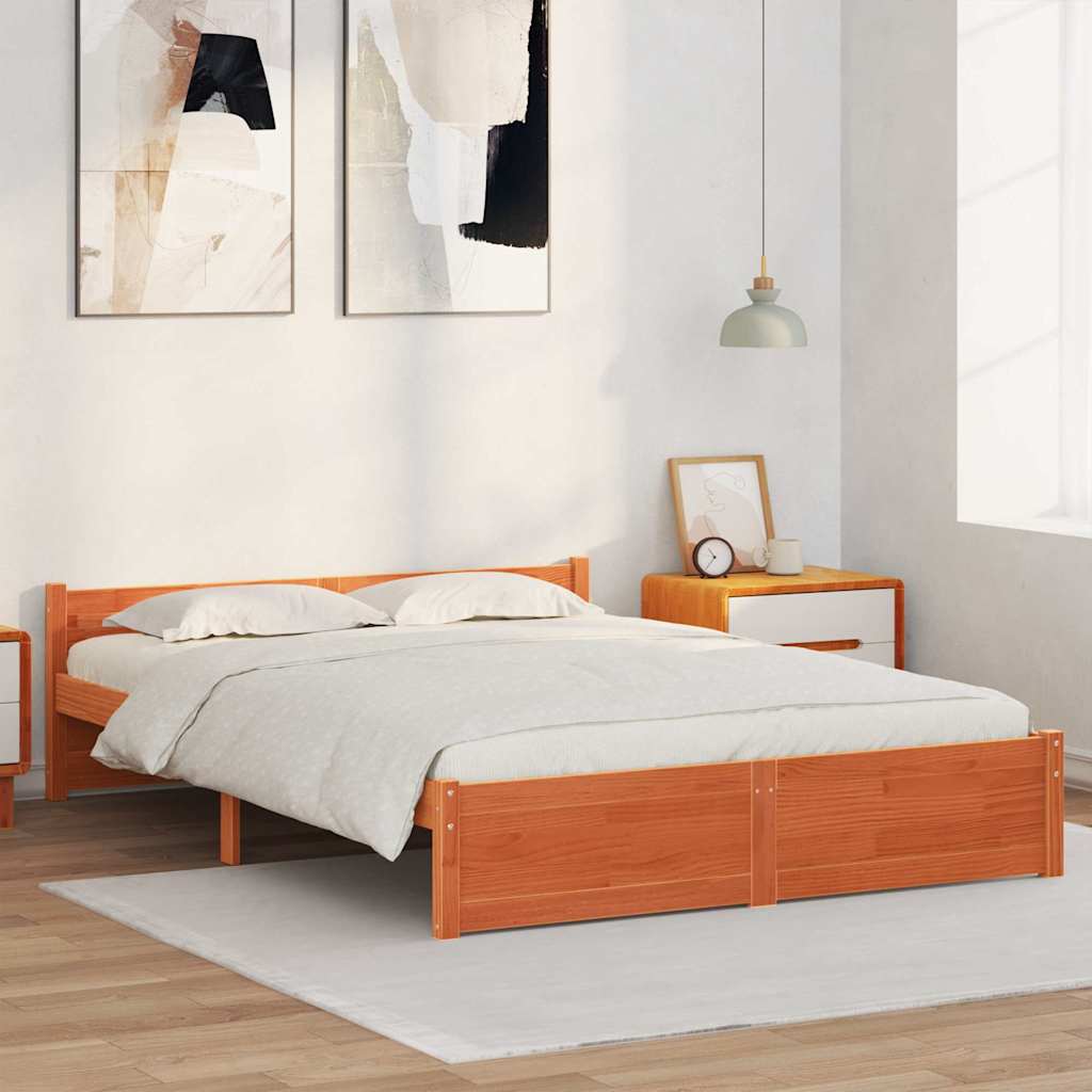 vidaXL Σκελετός Κρεβατιού Κερωτό καφέ 195,5 x 145,5 x 51 εκ.