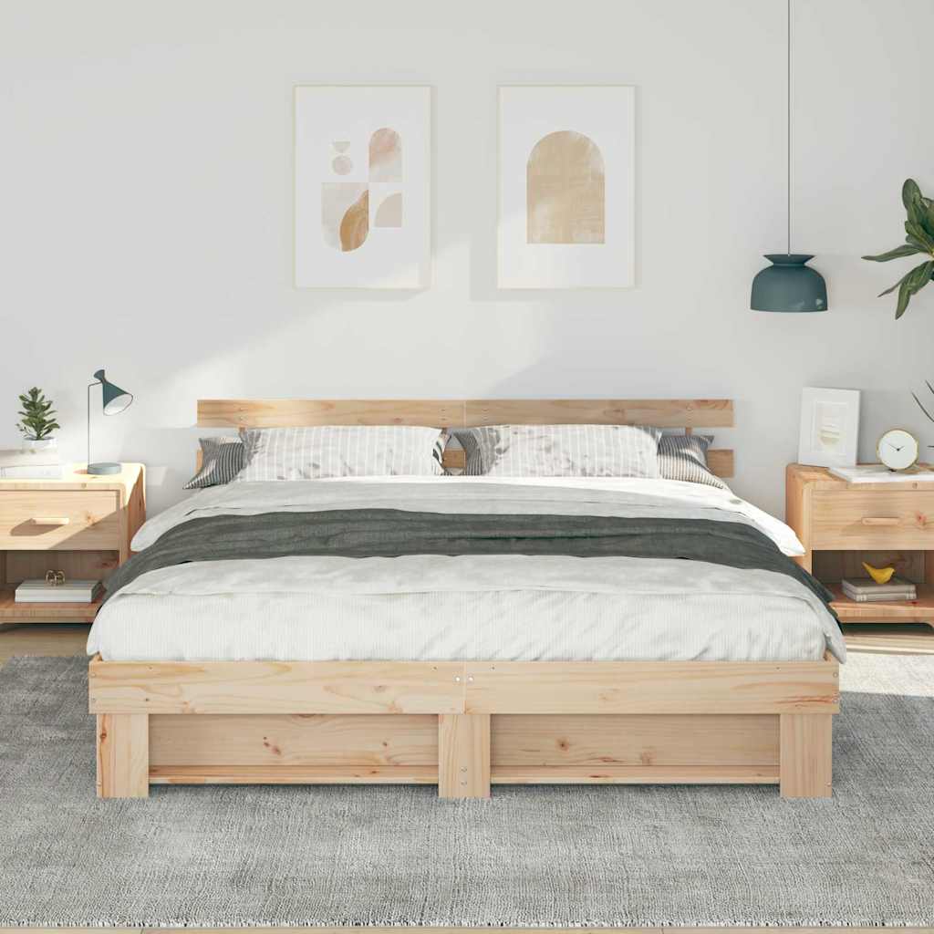 vidaXL Σκελετός Κρεβατιού Καφέ 200 x 200 cm Στερεά ξυλεία πεύκου