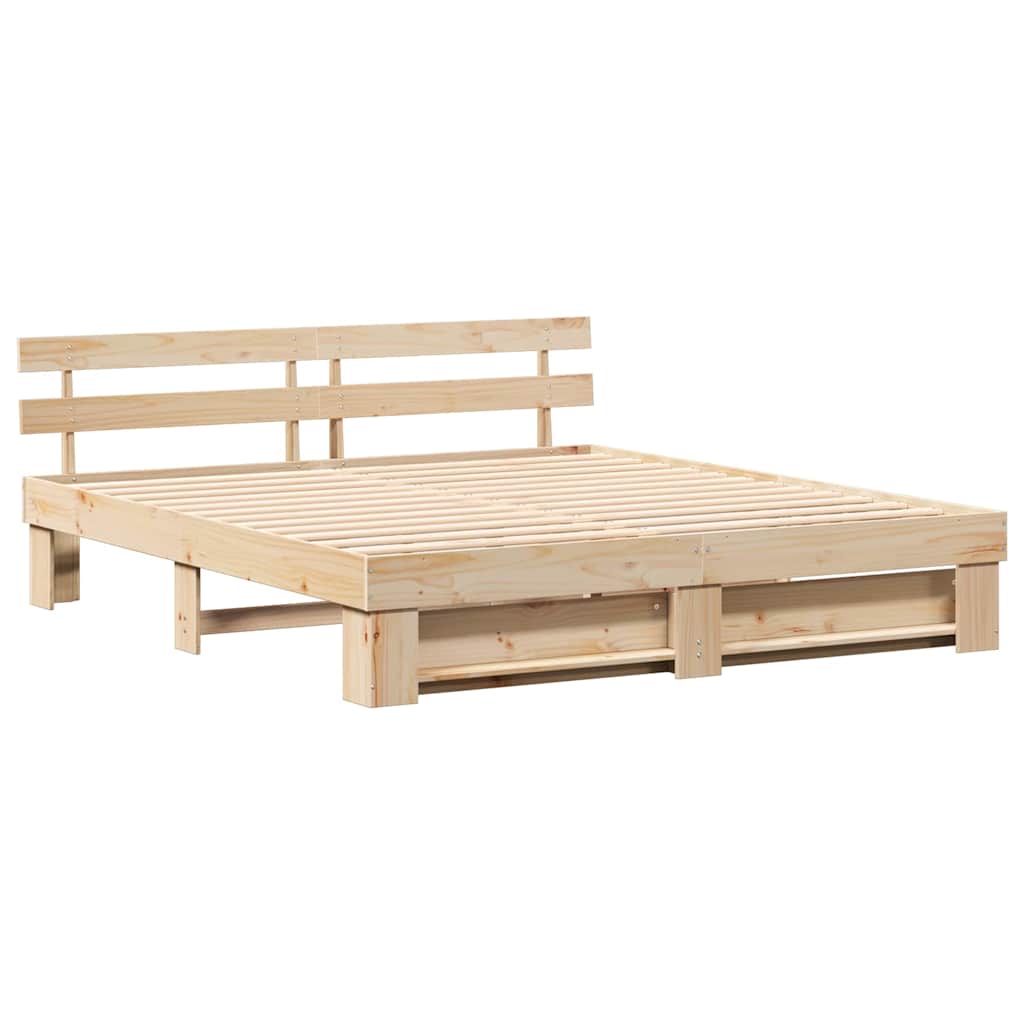 vidaXL Σκελετός Κρεβατιού Καφέ 200 x 200 cm Στερεά ξυλεία πεύκου
