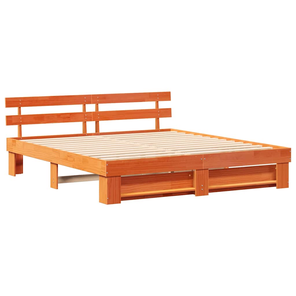 vidaXL Σκελετός Κρεβατιού Καφέ 200 x 200 cm Στερεά ξυλεία πεύκου