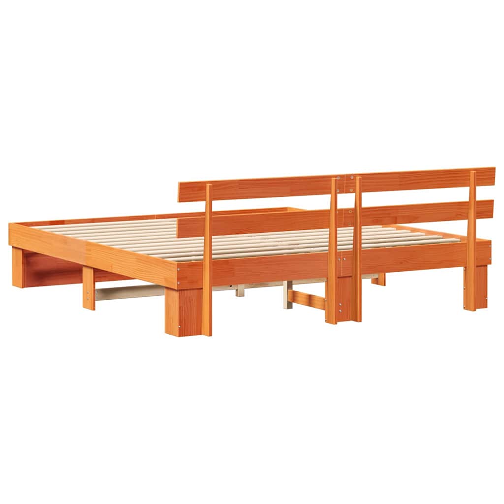 vidaXL Σκελετός Κρεβατιού Καφέ 200 x 200 cm Στερεά ξυλεία πεύκου