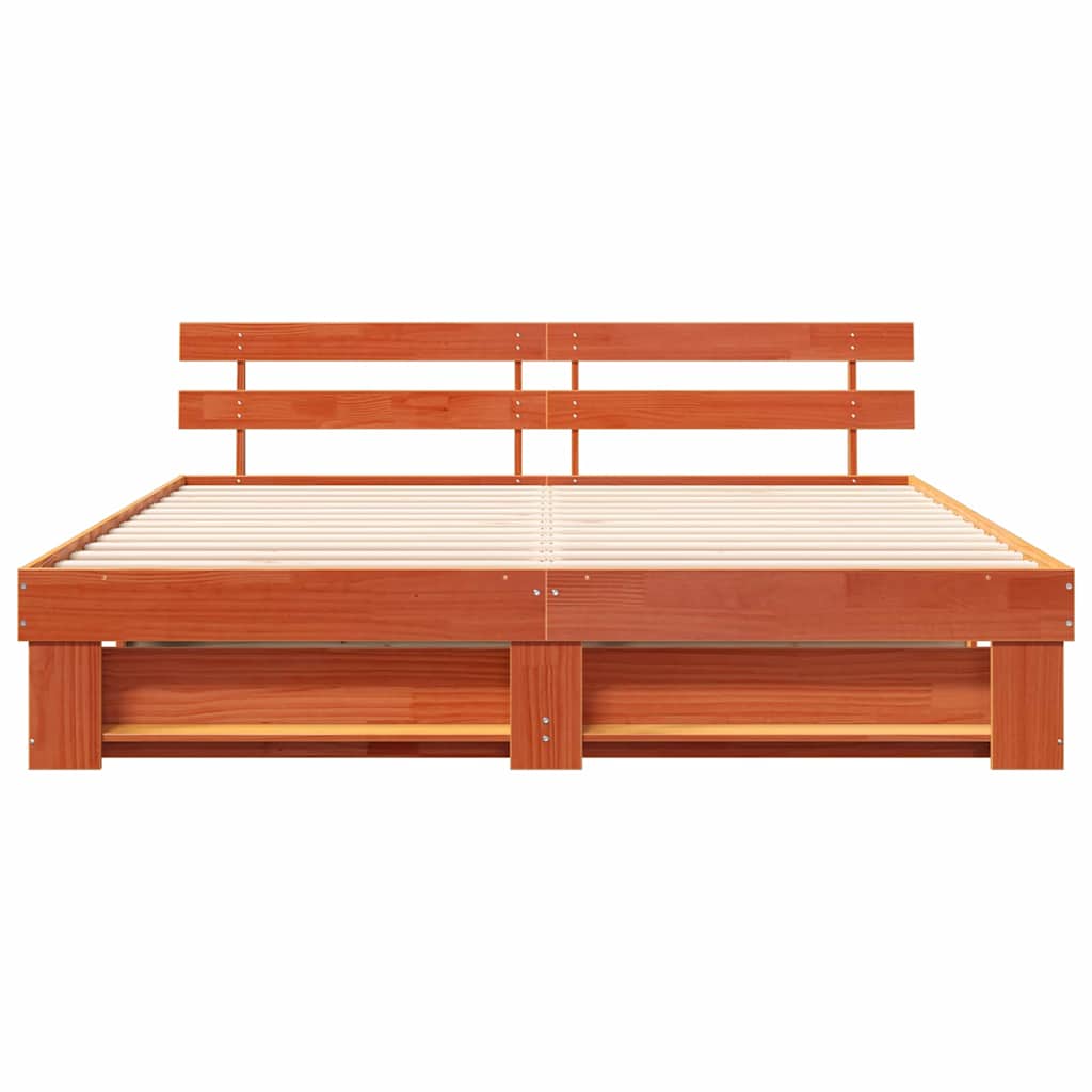 vidaXL Σκελετός Κρεβατιού Καφέ 200 x 200 cm Στερεά ξυλεία πεύκου