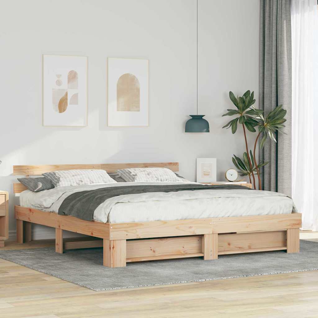 vidaXL Σκελετός Κρεβατιού Καφέ 180 x 200 cm Στερεά ξυλεία πεύκου