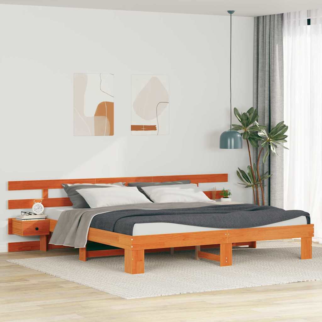 vidaXL Σκελετός Κρεβατιού Καφέ 200 x 200 cm Στερεά ξυλεία πεύκου