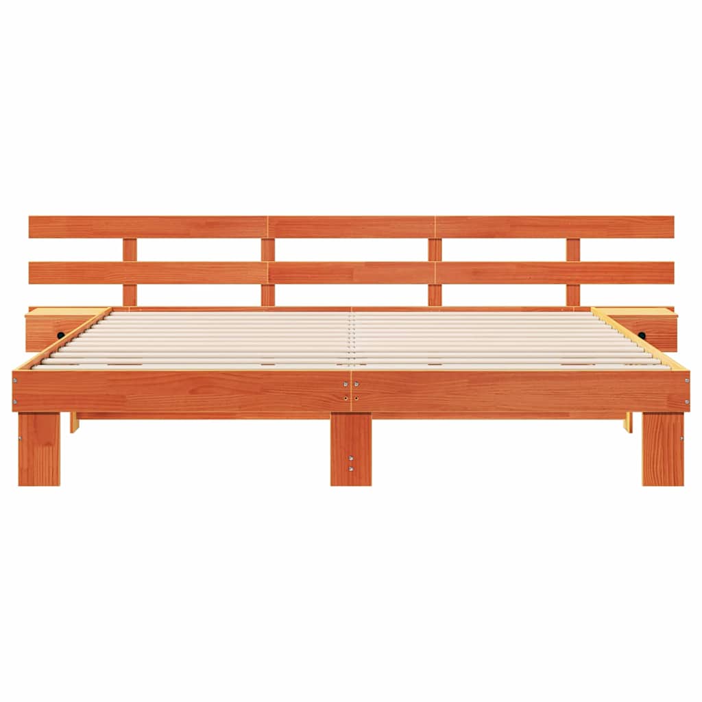 vidaXL Σκελετός Κρεβατιού Καφέ 200 x 200 cm Στερεά ξυλεία πεύκου