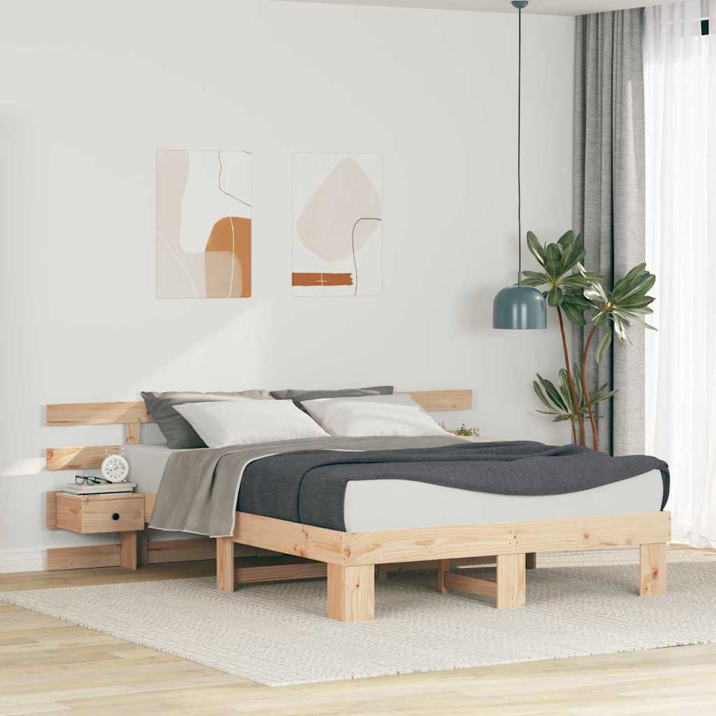 vidaXL Σκελετός Κρεβατιού Καφέ 150 x 200 cm Στερεά ξυλεία πεύκου