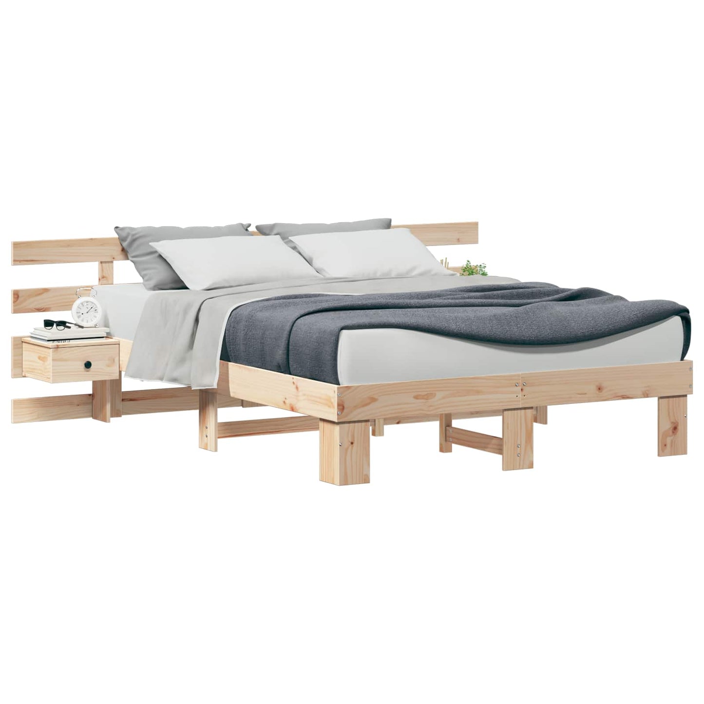 vidaXL Σκελετός Κρεβατιού Καφέ 150 x 200 cm Στερεά ξυλεία πεύκου