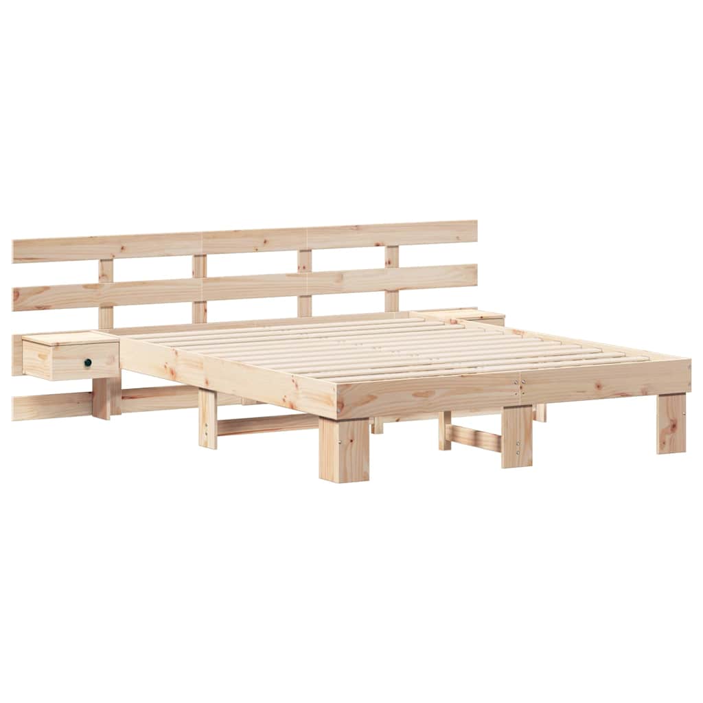 vidaXL Σκελετός Κρεβατιού Καφέ 150 x 200 cm Στερεά ξυλεία πεύκου