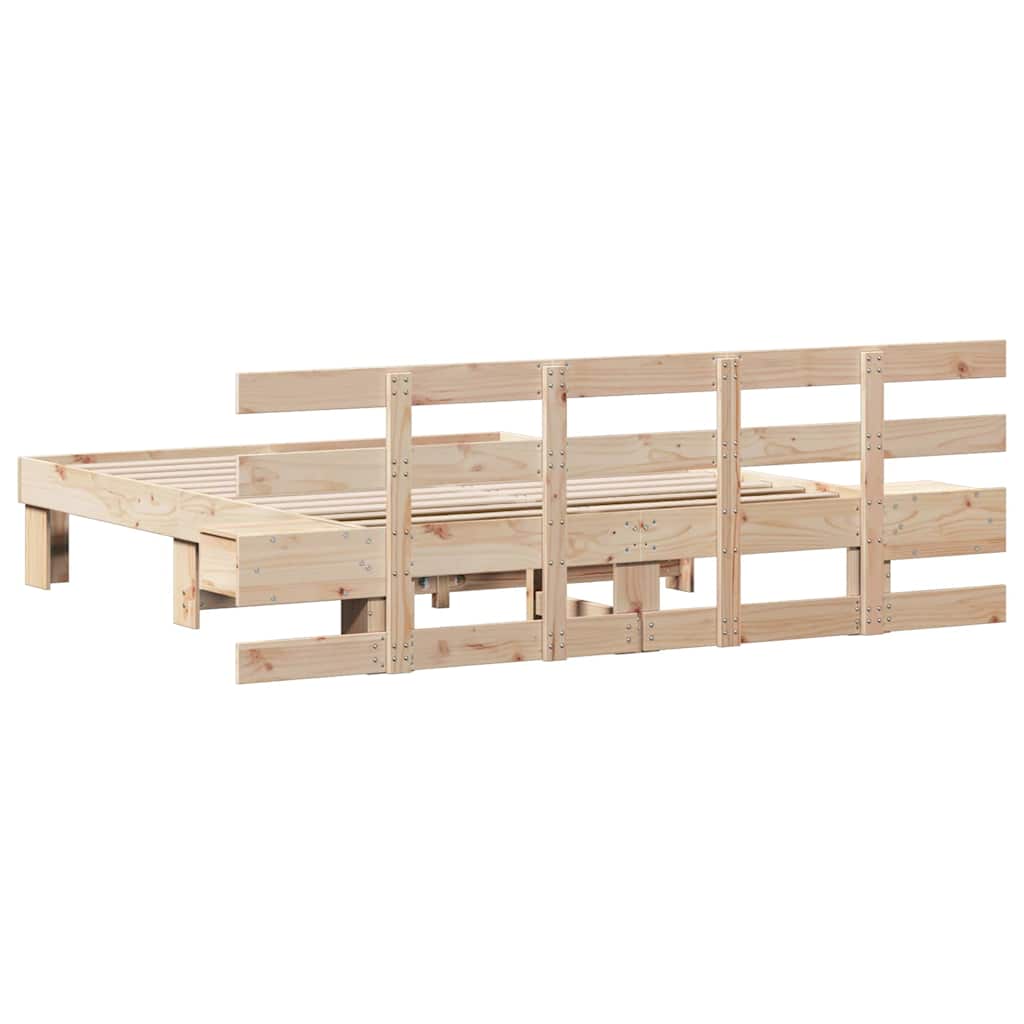 vidaXL Σκελετός Κρεβατιού Καφέ 150 x 200 cm Στερεά ξυλεία πεύκου