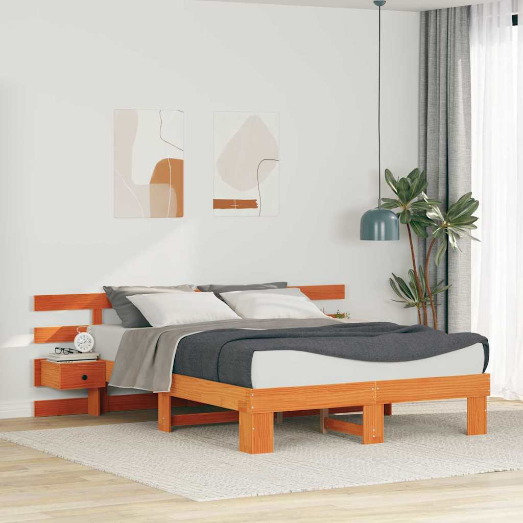 vidaXL Σκελετός Κρεβατιού Καφέ 150 x 200 cm Στερεά ξυλεία πεύκου