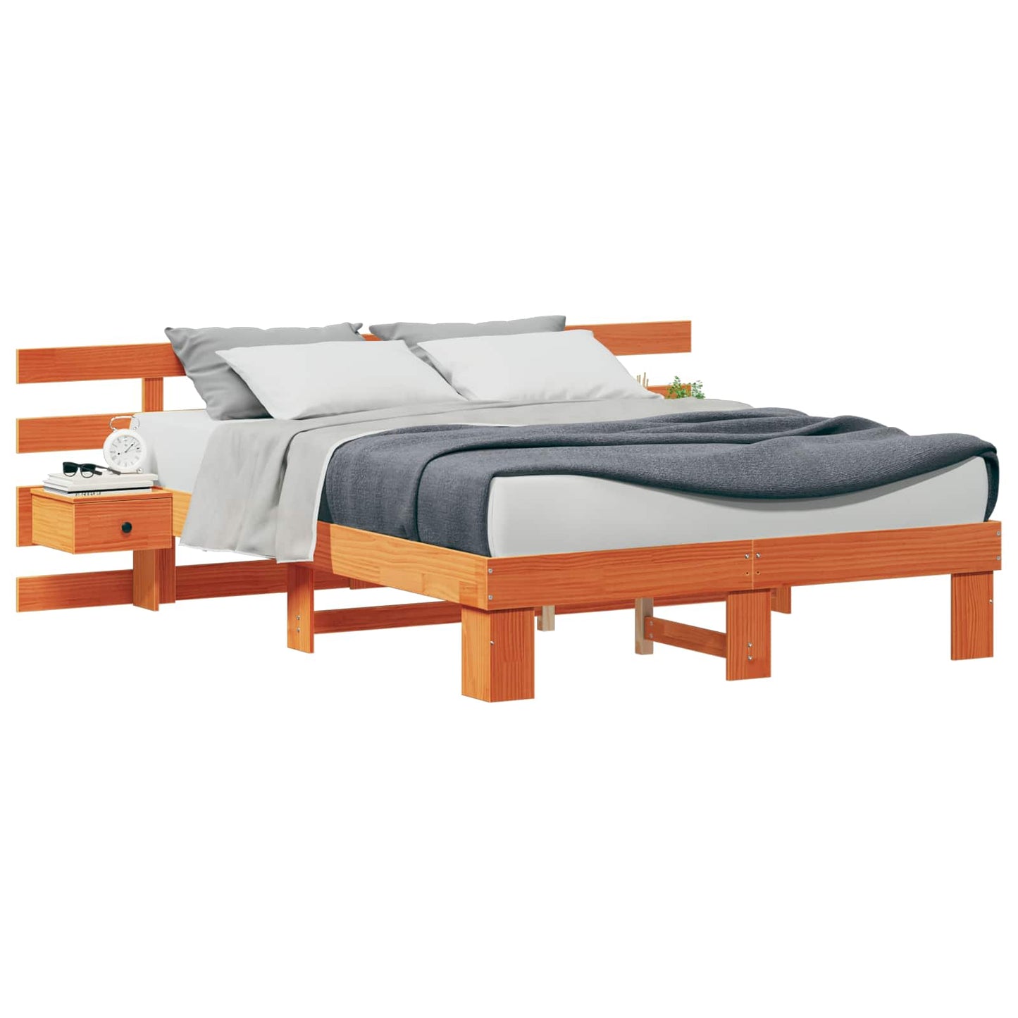vidaXL Σκελετός Κρεβατιού Καφέ 150 x 200 cm Στερεά ξυλεία πεύκου