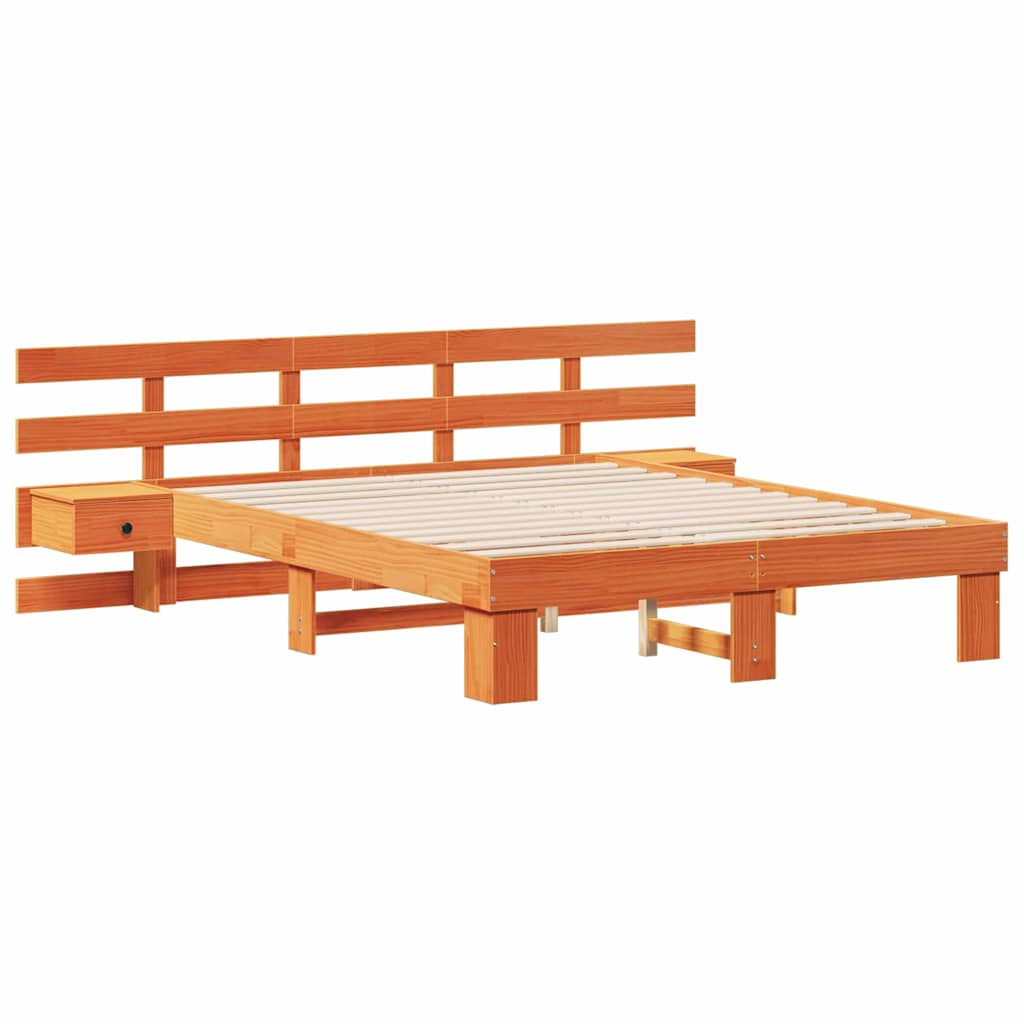 vidaXL Σκελετός Κρεβατιού Καφέ 150 x 200 cm Στερεά ξυλεία πεύκου