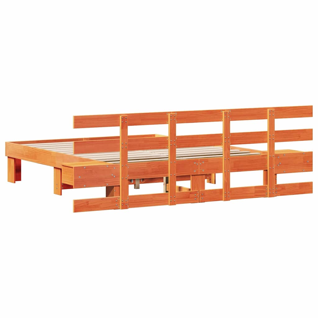 vidaXL Σκελετός Κρεβατιού Καφέ 150 x 200 cm Στερεά ξυλεία πεύκου