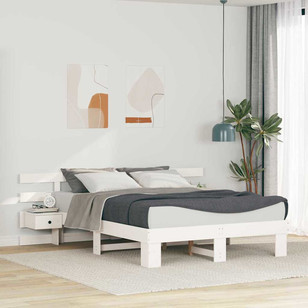 vidaXL Σκελετός Κρεβατιού Λευκό 140 x 200 cm Στερεά ξυλεία πεύκου