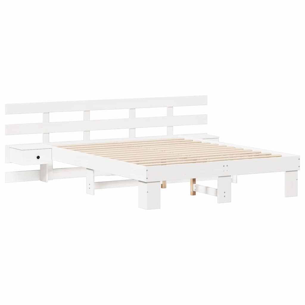 vidaXL Σκελετός Κρεβατιού Λευκό 140 x 200 cm Στερεά ξυλεία πεύκου