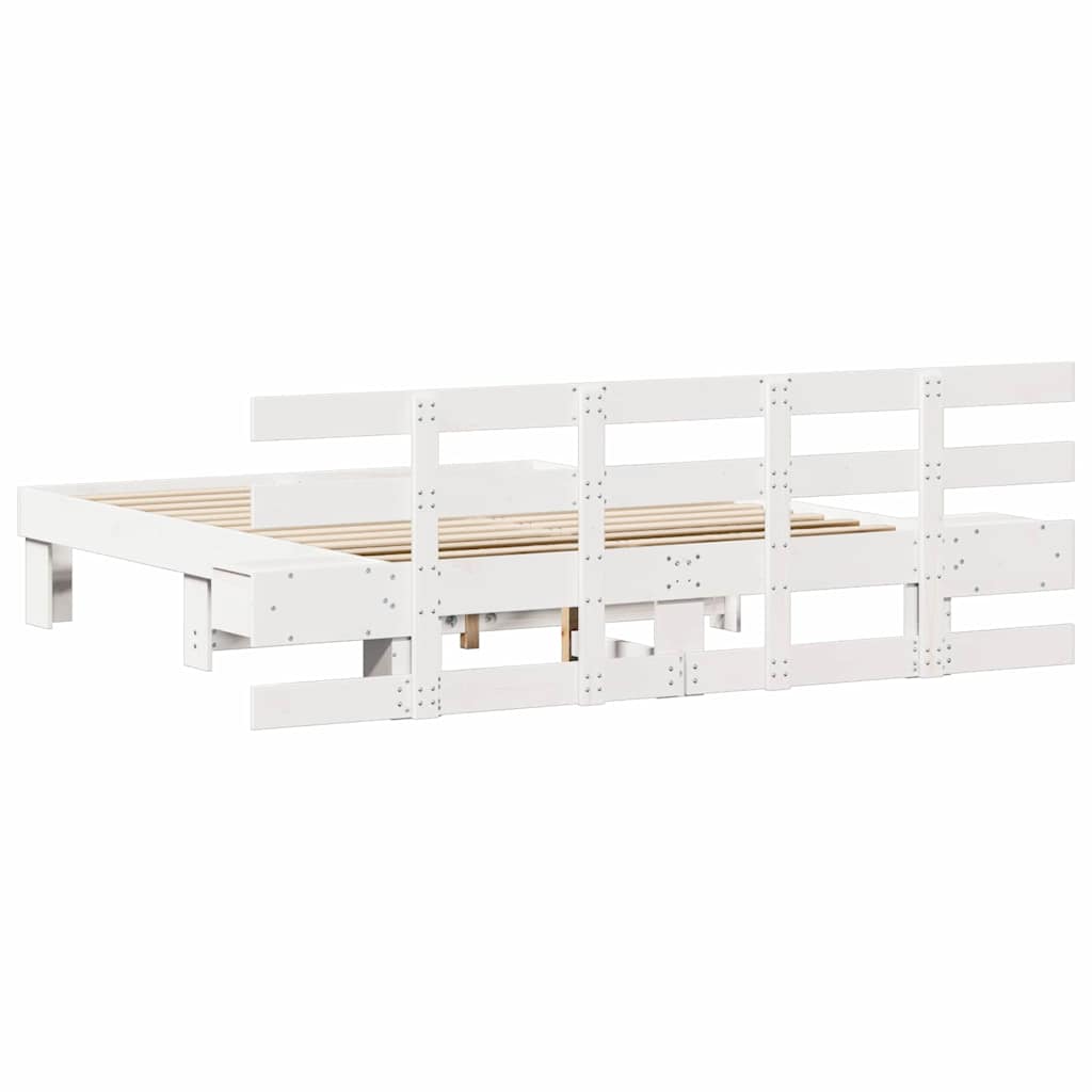 vidaXL Σκελετός Κρεβατιού Λευκό 140 x 200 cm Στερεά ξυλεία πεύκου