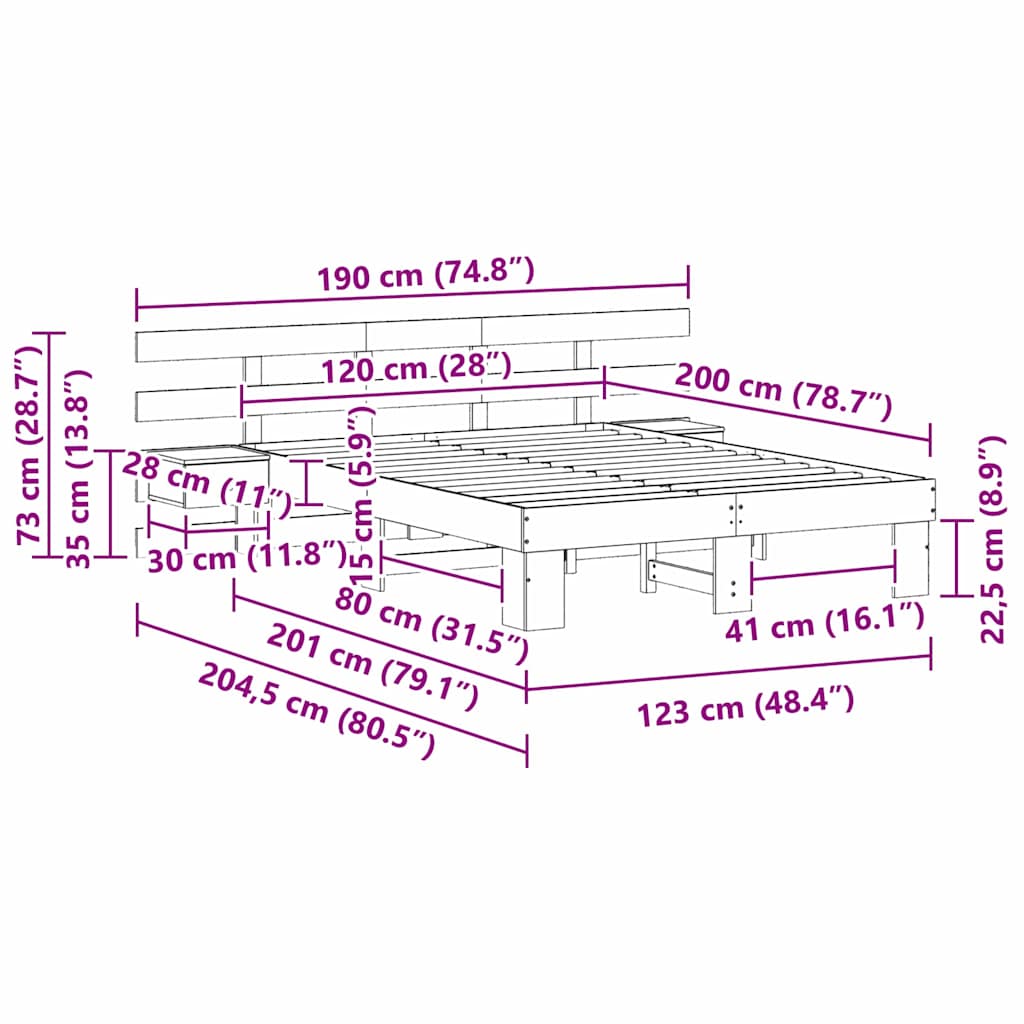 vidaXL Σκελετός Κρεβατιού Λευκό 120 x 200 cm Στερεά ξυλεία πεύκου