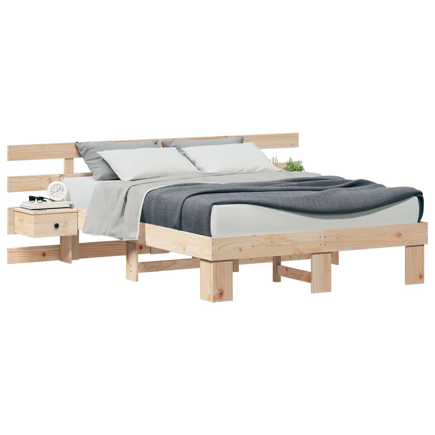 vidaXL Σκελετός Κρεβατιού Καφέ 140 x 190 cm Στερεά ξυλεία πεύκου