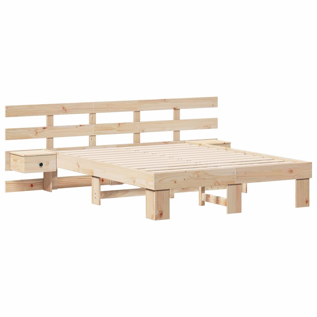 vidaXL Σκελετός Κρεβατιού Καφέ 140 x 190 cm Στερεά ξυλεία πεύκου