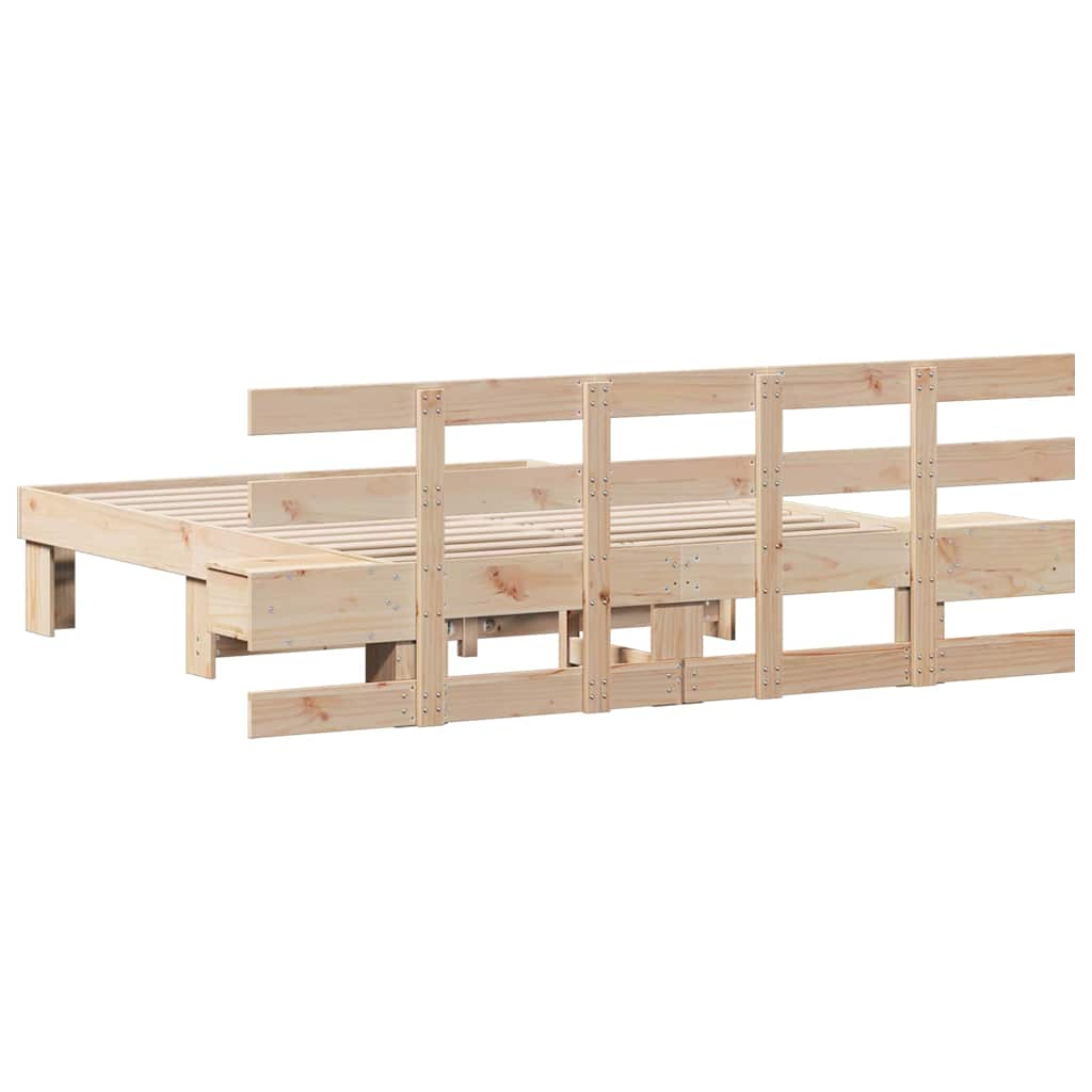 vidaXL Σκελετός Κρεβατιού Καφέ 140 x 190 cm Στερεά ξυλεία πεύκου