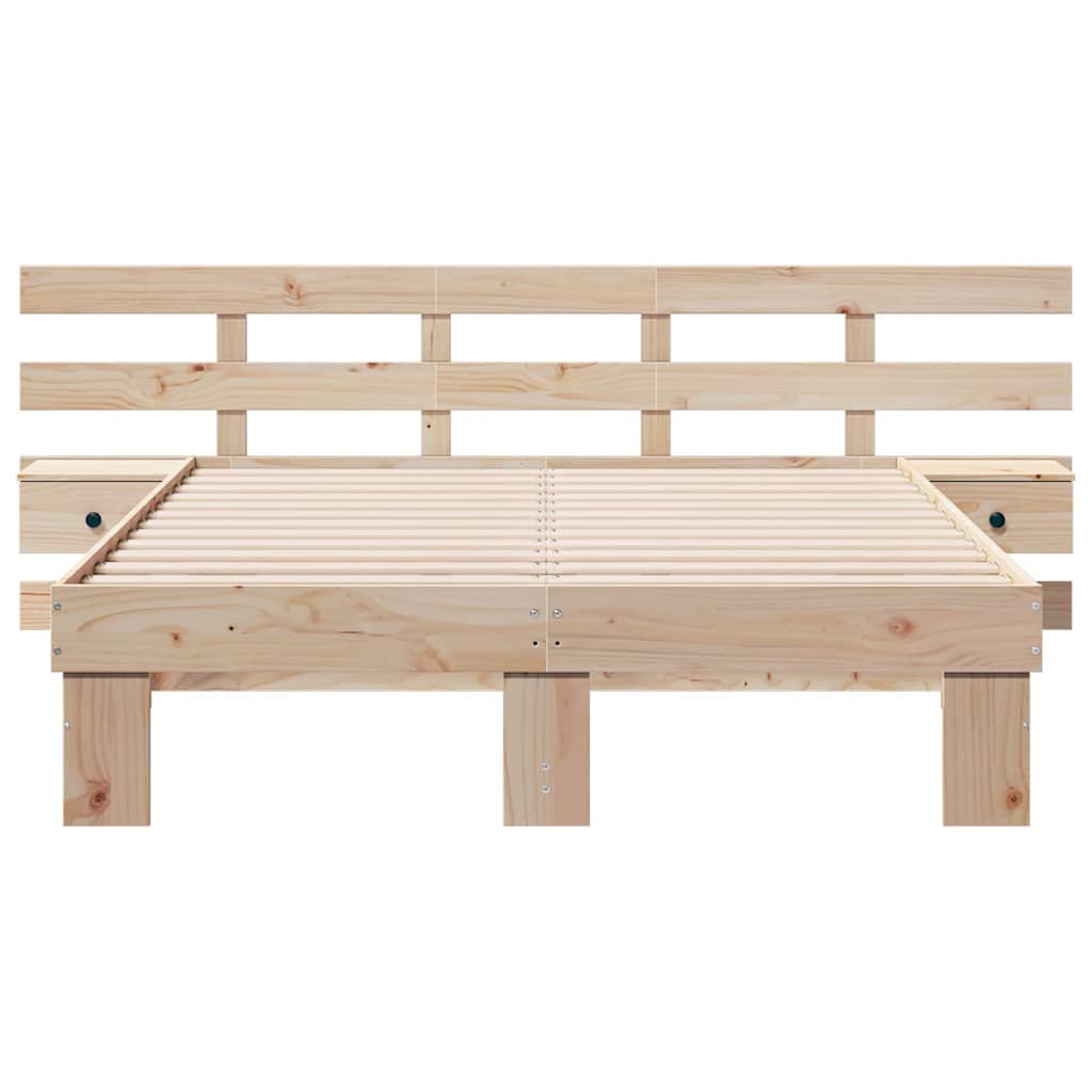 vidaXL Σκελετός Κρεβατιού Καφέ 140 x 190 cm Στερεά ξυλεία πεύκου