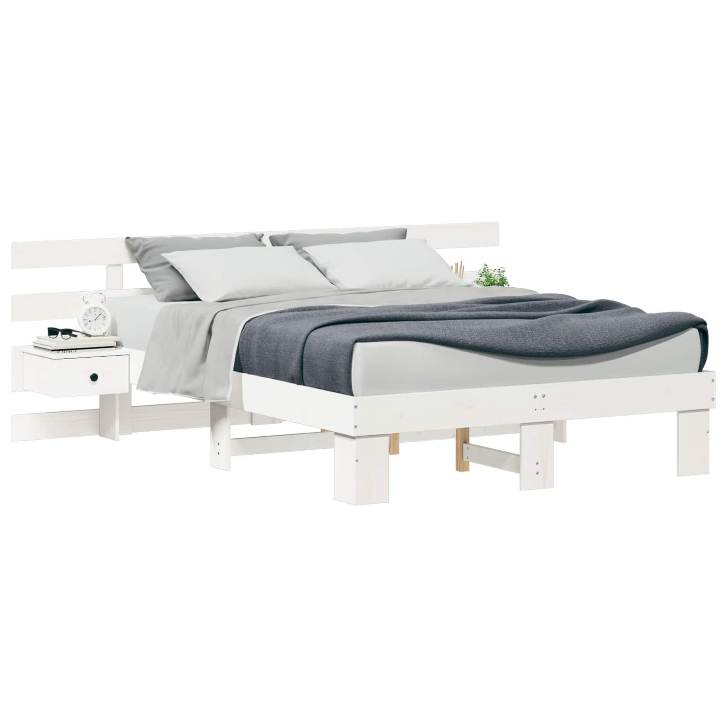 vidaXL Σκελετός Κρεβατιού Λευκό 140 x 190 cm Στερεά ξυλεία πεύκου