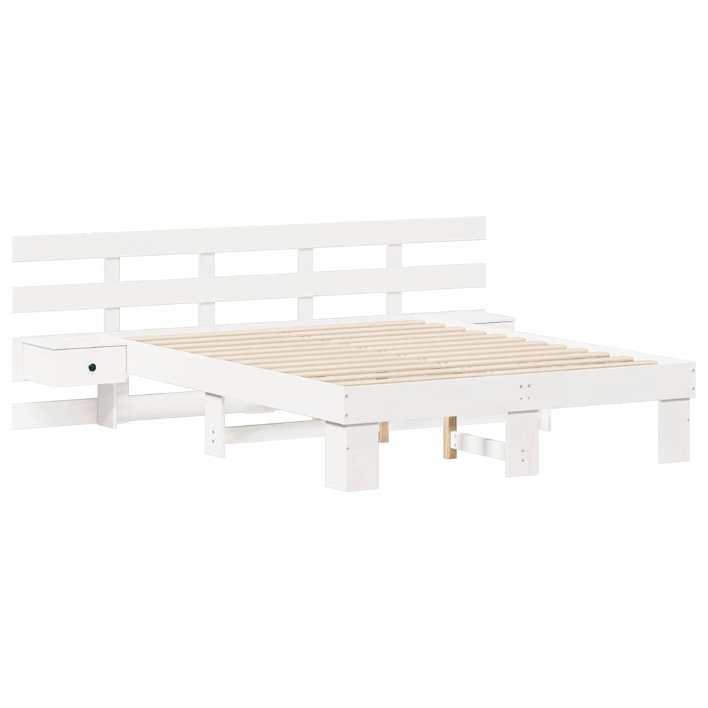 vidaXL Σκελετός Κρεβατιού Λευκό 140 x 190 cm Στερεά ξυλεία πεύκου
