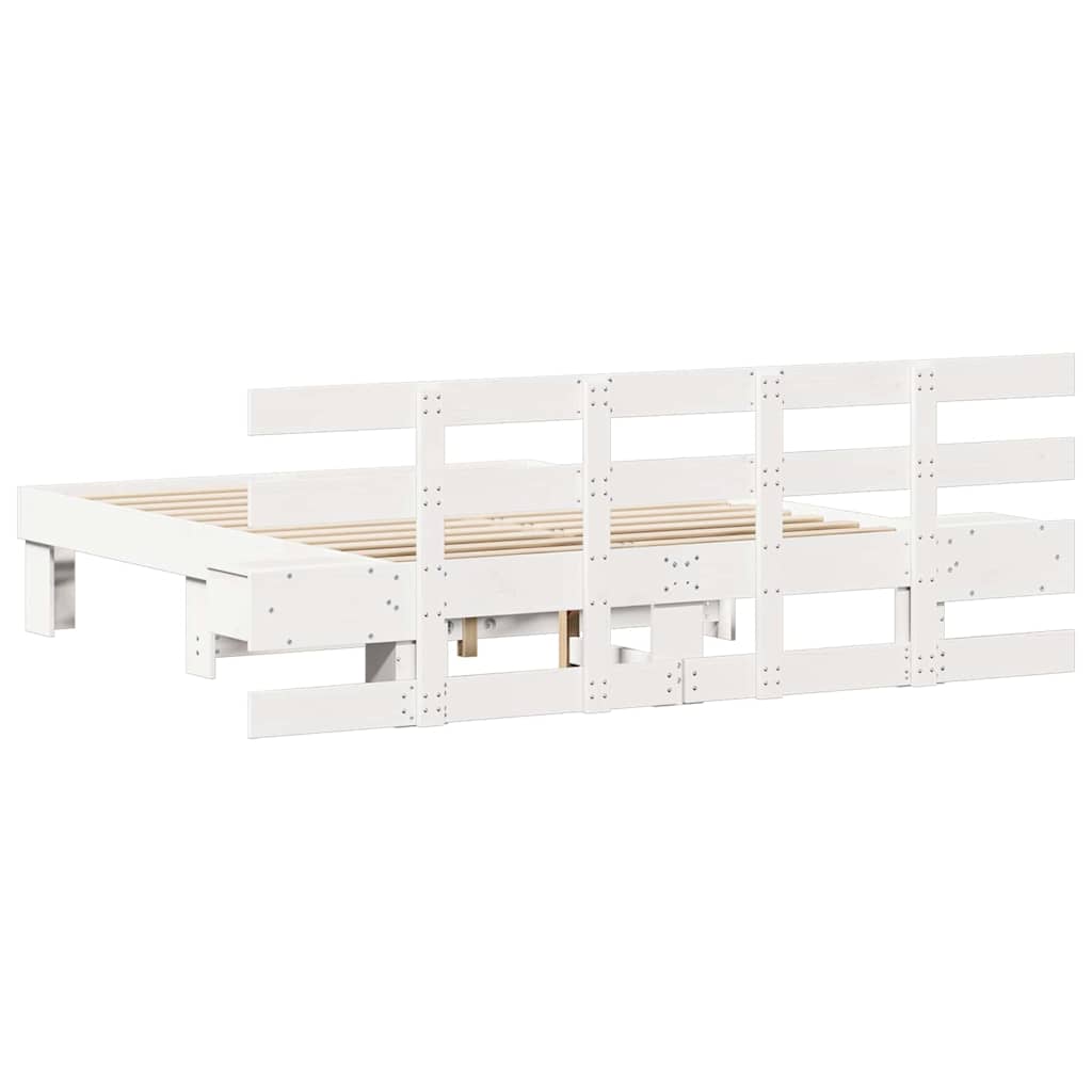 vidaXL Σκελετός Κρεβατιού Λευκό 140 x 190 cm Στερεά ξυλεία πεύκου